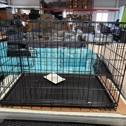 New 36 inch Double Door Dog Crate w/Divider for Puppy, Collapsible Metal Dog Kennel