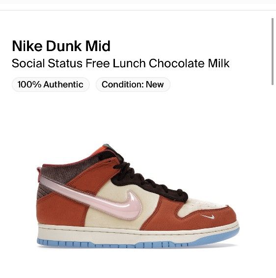 Nike Dunk Mid Social Status Free Lunch Chocolate Milk Size 9.5