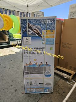 15ft x 42in Intex Metal Frame Swimming Pools +Pump/Filter/