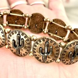 Mixed Metal Saguaro Cactus Bracelet 