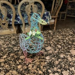 Turquoise Decorative Wire Duck