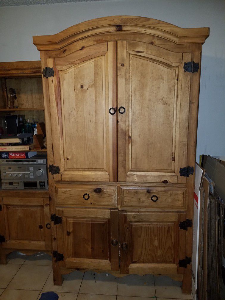Armoire and 4 side Cabinets, 2 Left, 2 Right.