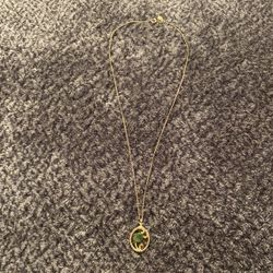 VTG Golden Necklace & A Gold Emerald Charm