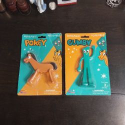 2004 NJ Croce Co. Bendable Poseable Pokey And Gumby Figures In The Packages Never Opened 