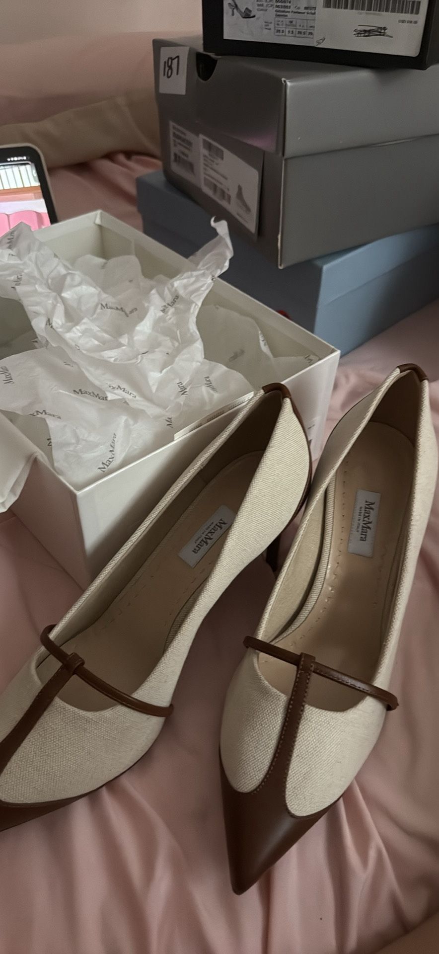 Max Mara Atelier Leather Heels – Brand New – Size 10 -boston