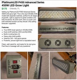 PlatinumLED P450 Advanced Series 450W LED Grow Light