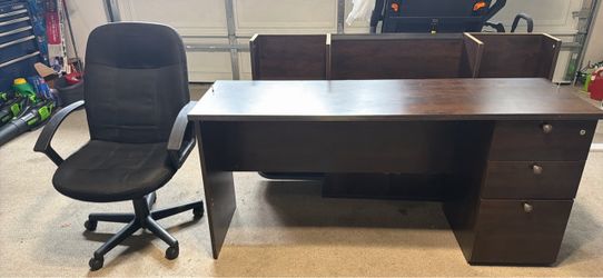 Dark Brown  Desk with hutch and Chair