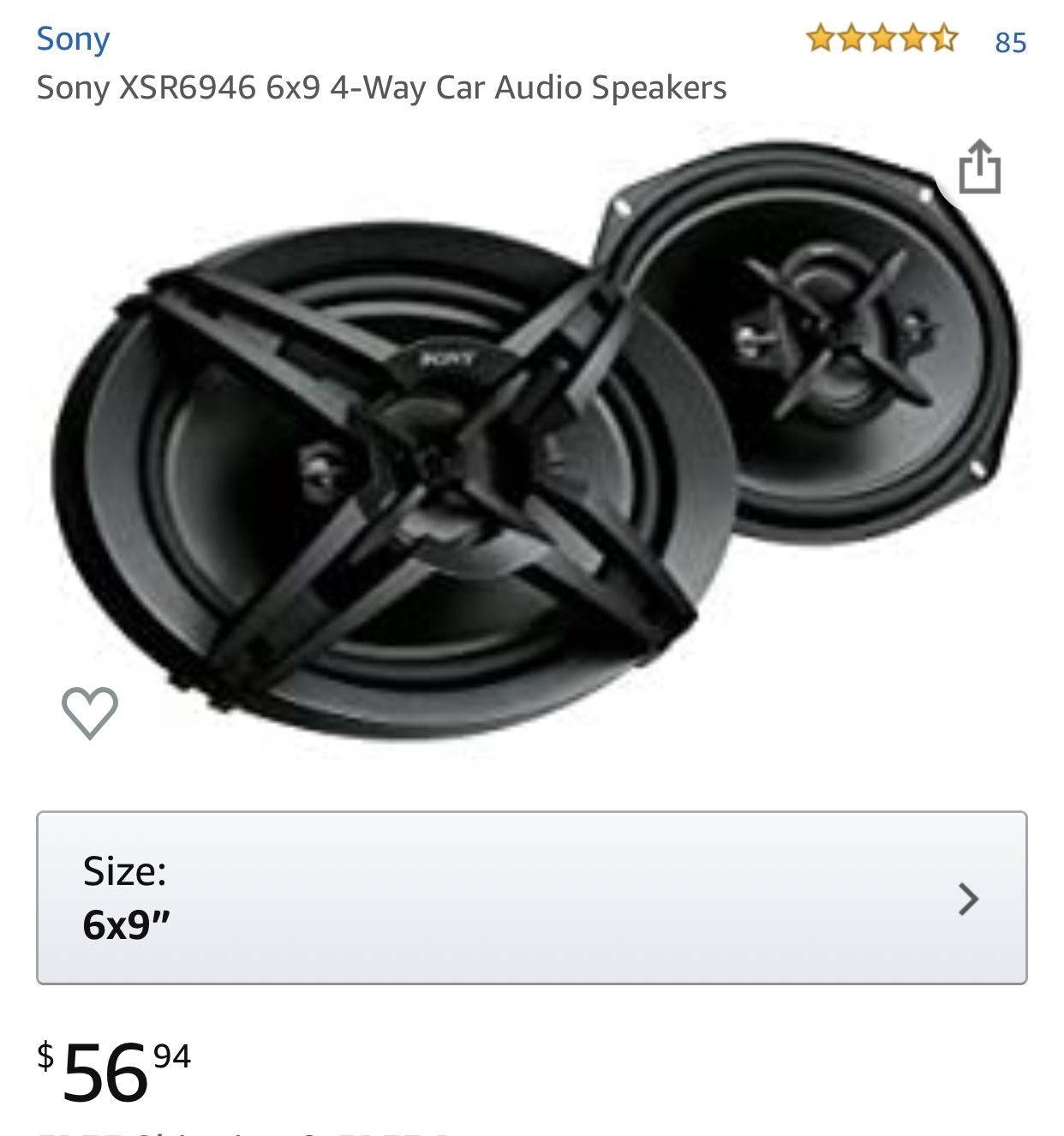 Sony XSR6946 6x9 4-Way Car Audio Speakers