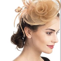 SAFERIN Women's Fascinators Feathers Tea Party Hat Veil Headband with Hair Clip for Cocktail Church