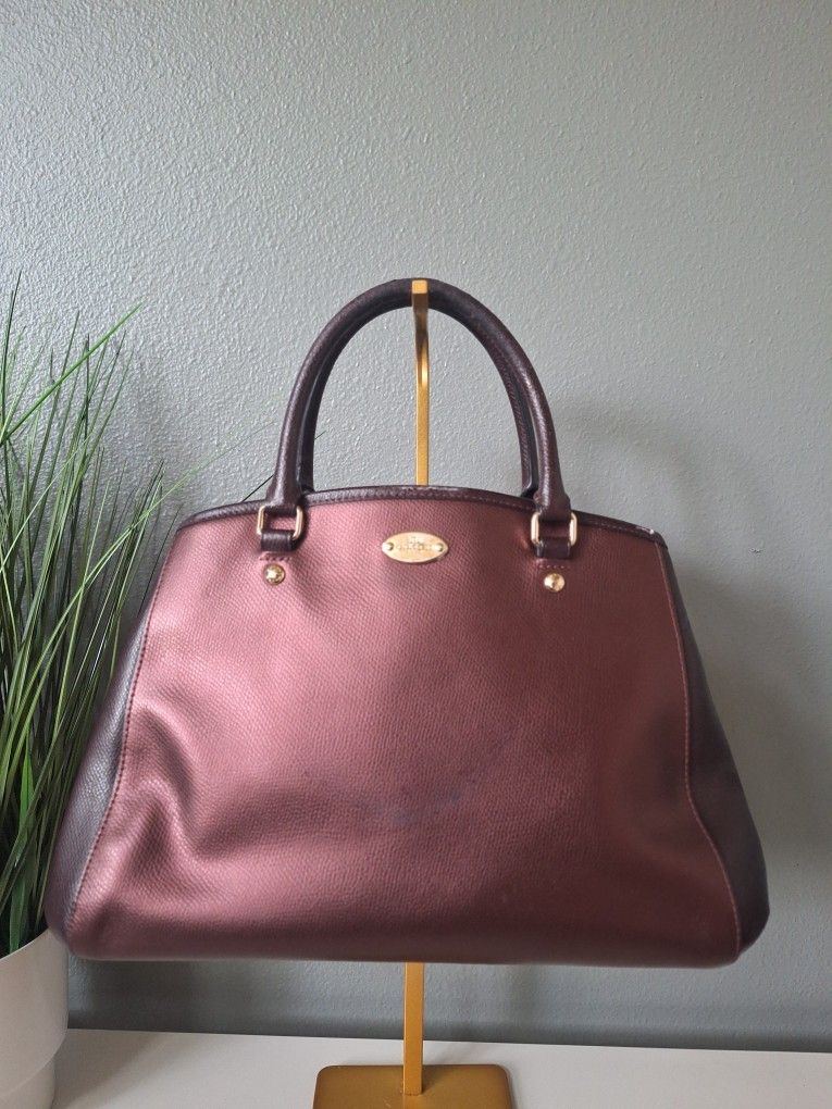 COACH Margot Satchel Metallic Garnet Red Purse