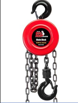 BIG RED TR9050 Torin Manual Hand Lift Steel Chain Block Hoist With 2 Hooks, 5 Ton (10,000 Lb) Capacity, Red