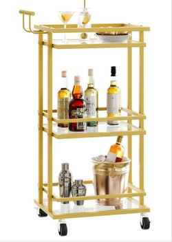 Modern Gold 3-Tier Bar Cart