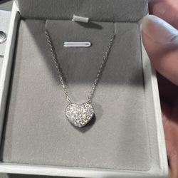 VVS Moissanite Heart Pendant Necklace for women adjustable chain 18 inch + 2 inches