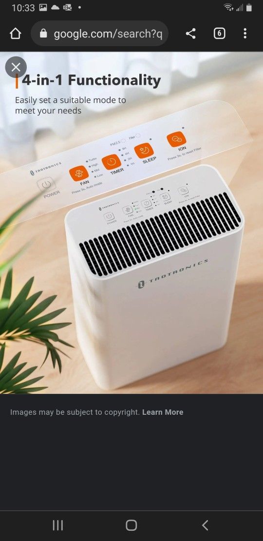 TaoTronics Hepa H13 Air Purifier + Large Room 500 SF TT-A002