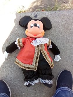 Vintage Mickey Mouse FRANCE Plush 12 inch Doll Young Epoch Disney EUC