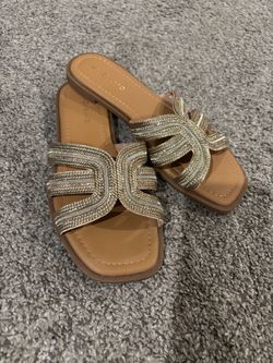 Andiamo Gold Braided Slide Sandals sz 7.5W