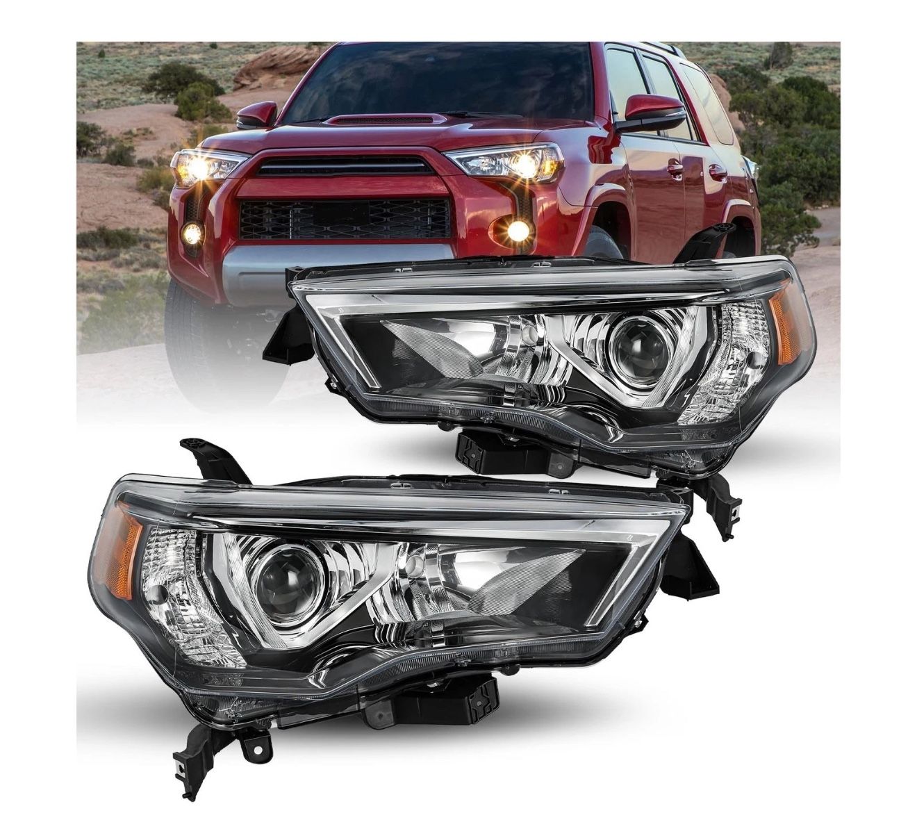 Headlight for 2014-2020 Toyota 4Runner, Left and Right Side Headlamp ...