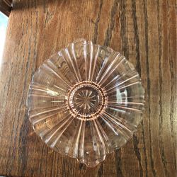 Vintage Pink Depression Glass Dish With Handles 