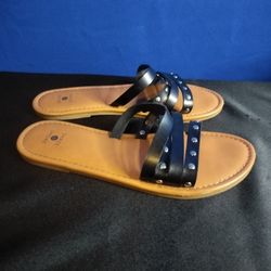 Women's Black Studded Sandals By Shade Shore (Size 7)