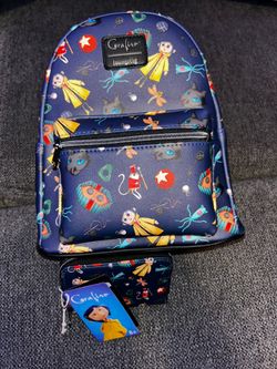 LOUNGEfly Coraline ICONS Mini Backpack and Wallet. NWT