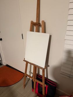 Wooden Artist Easel with Canvas