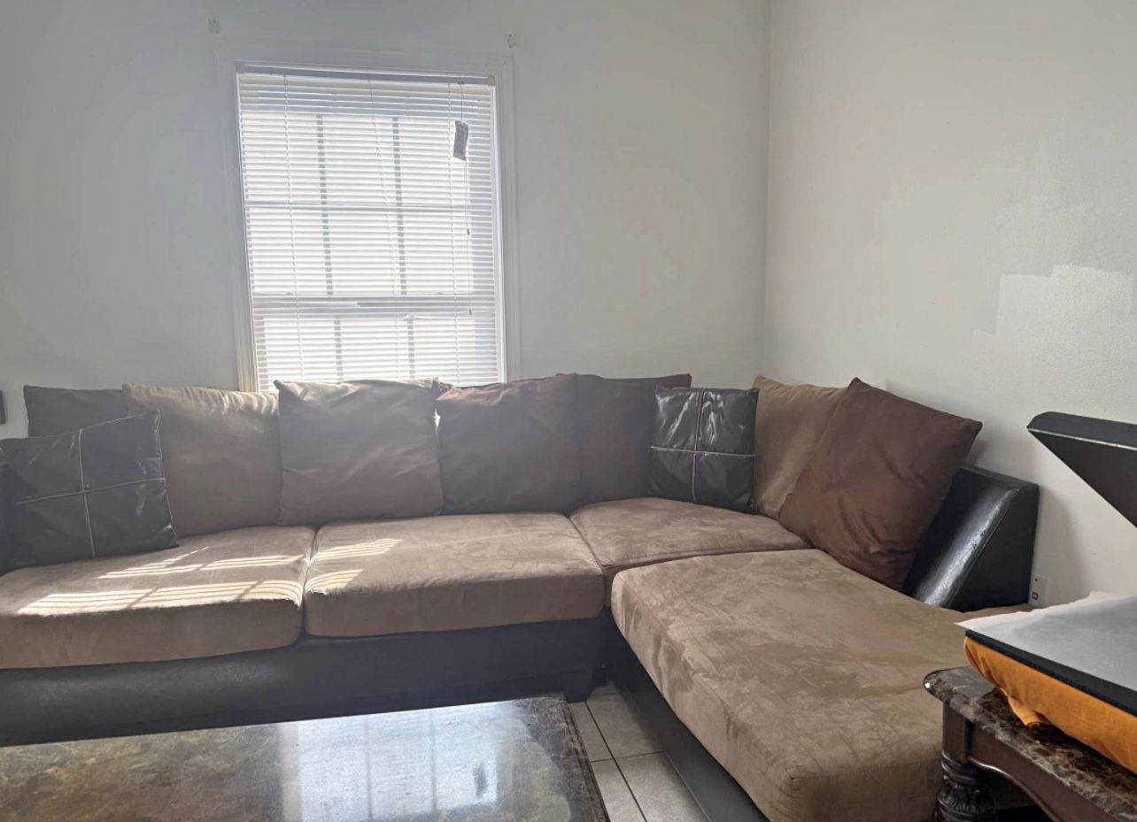 Sectional set (comes apart) w/ tables and a TV stand
