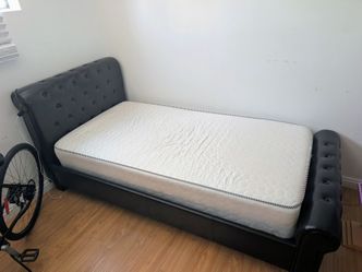 Twin size bed leather frame and Mattress