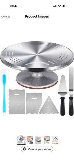 Kootek Aluminium Cake Turntable Set, Baking Tools with Revolving 12" Cake Stand for Decorating, 12.7" Offset Spatula, 3 Stainless Steel Frosting Icing
