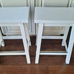 Pair Of Solid White Wooden Stools