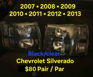 New 2007-2013 Silverado Black Headlights $80 Pair
