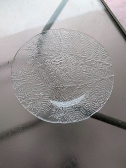 Clear Glass Plate with Embossed Fern Pattern
