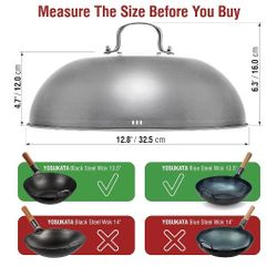 Yosukata Wok Lid 12.8" for 13.5" Woks, Stainless Steel