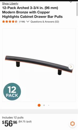 Liberty Arched 3-3/4 in. (96 mm) Bronze with Copper Highlights Cabinet Drawer Bar Pull (12-Pack)