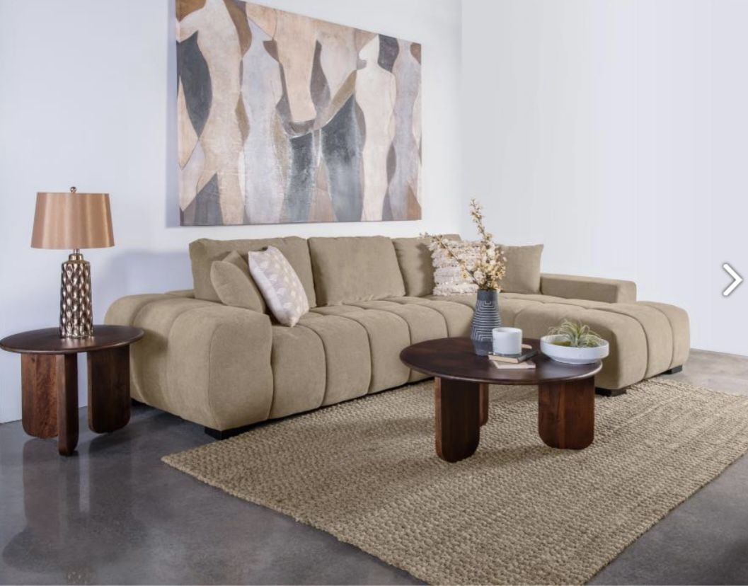 Mid-Century Sectional/ Tan Sectional / Gray Sectional