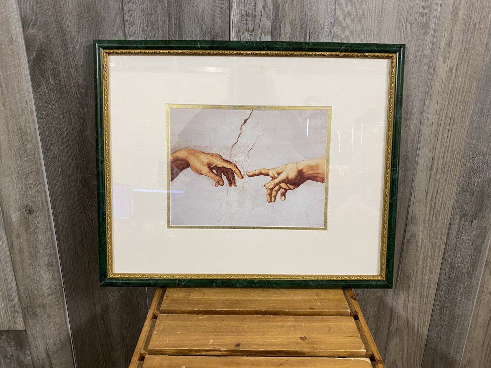 The Creation of Adam but Just the Hands Framed Art