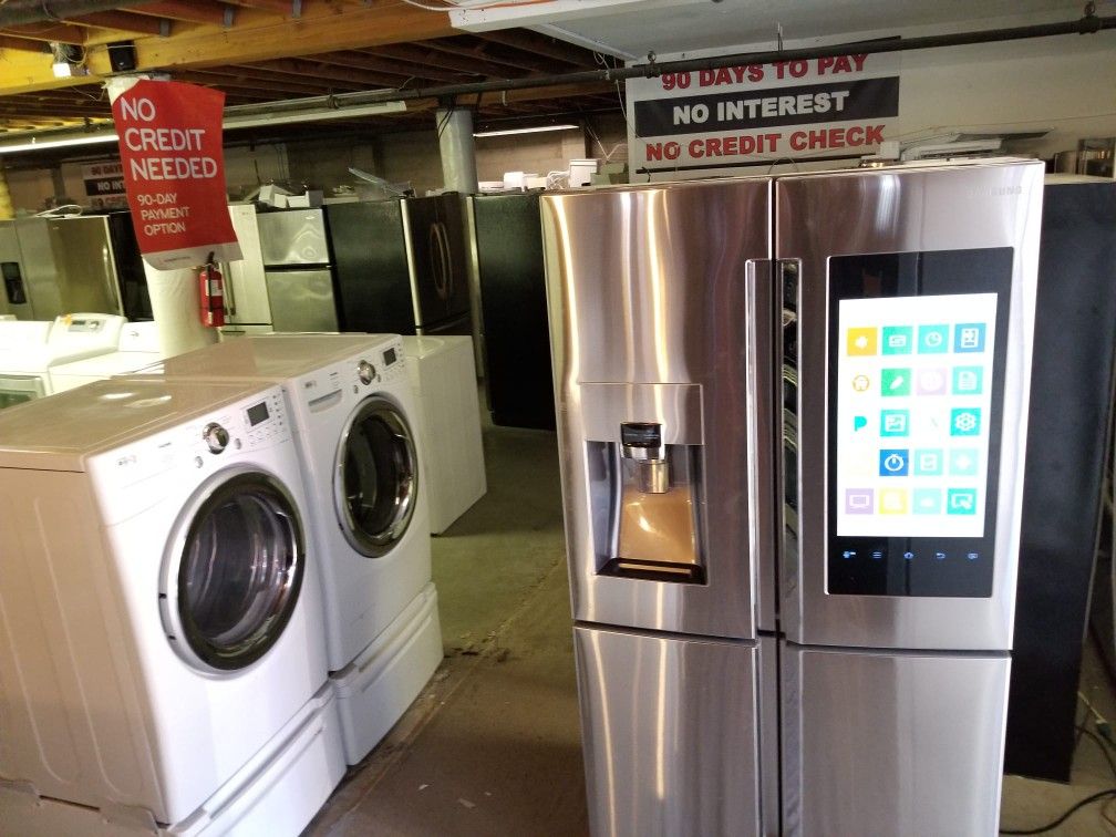 Blow Out Sale Warehouse Full Of Nice Like Brand New Washer Dryer Fridge Stove Oven Stackable Free Warranty Only 65for Financing 90day TO Pay