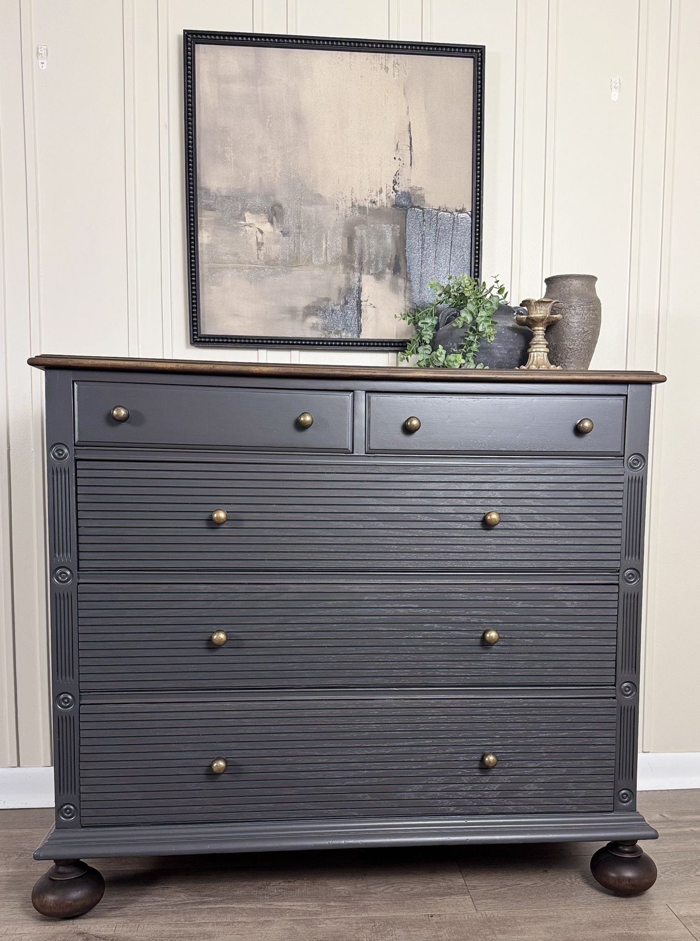 Vintage Dresser, 5 drawer black dresser, updated/refinished. West Michigan Furniture Company brand