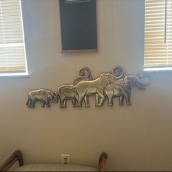 Vintage 1982 Syroco Gold Elephant Herd Plastic Wall Plaque
