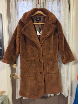 QED London Brown Teddy Coat