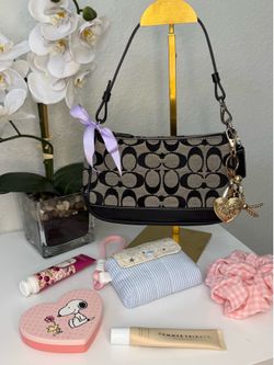 Coach Signature Monogram Demi Baguette Bag