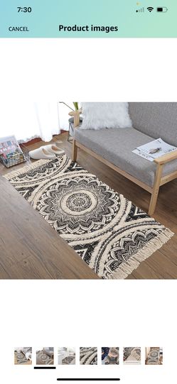 Boho Kitchen Rug Runner with Tassels, Woven Farmhouse Entryway