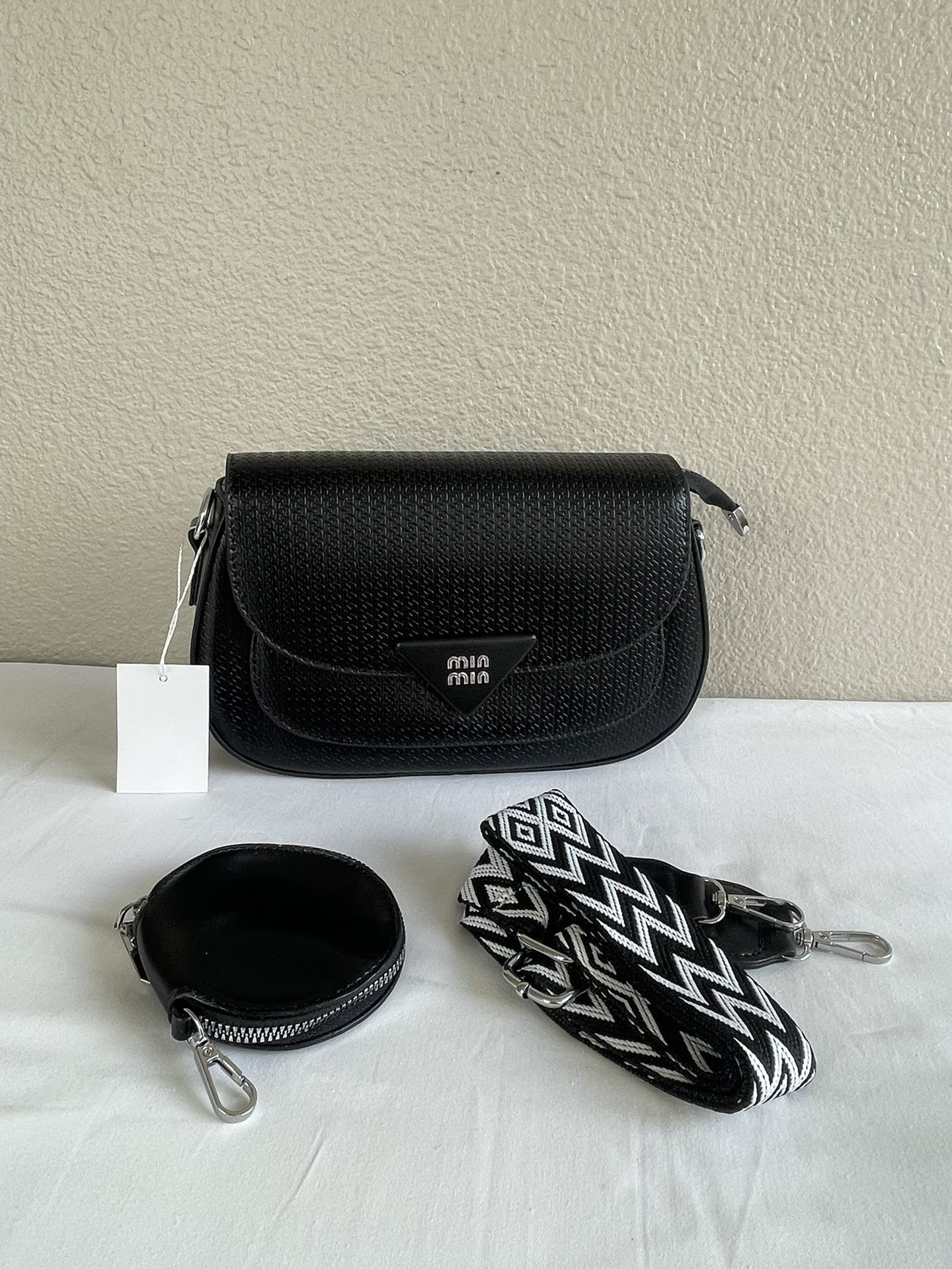 Black Crossbody Shoulder Bag with Coin Pouch