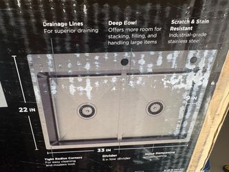 Glacier Bay gunmetal black stainless steel 33” x 22” x 9” kitchen sink