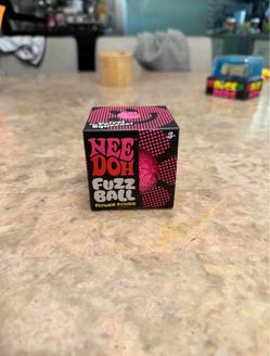 Needoh fuzz ball pink velvet squeeze