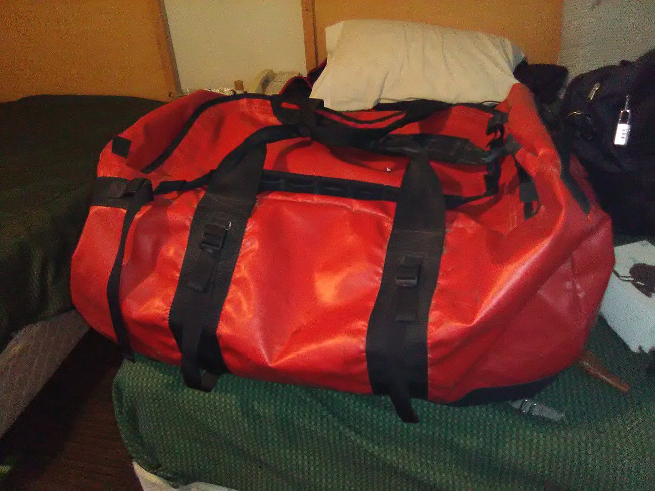 The north face duffle bag and backpack