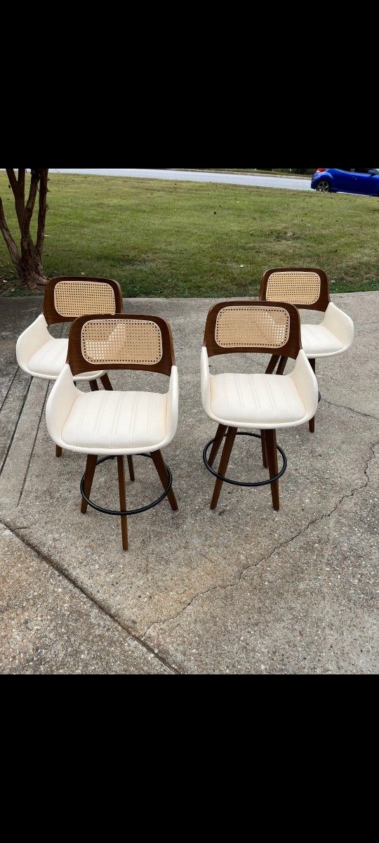 Derek Swivel PU Leather Upholstered Counter Stools and Bar Stools (Set of 4)
