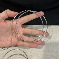 925 Sterling Silver Big Large Diamond Cut Hoops Hoop Earrings 