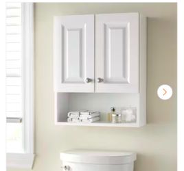 Shop Glacier Bay Lancaster 21 in. W x 8 in. D x 26 in. H Surface-Mount Raised panel Bathroom Storage Wall Cabinet in White