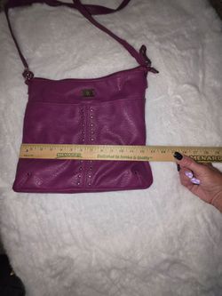 Purple Faux Leather Crossbody Bag with Studs