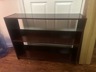 Dark cherry finish wooden bookcase